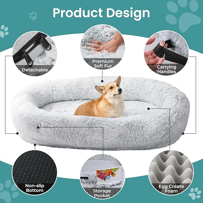JOLLYVOGUE Human Dog Bed for Adults and Pets, Ultra-Soft Plush Giant Dog Bed - Image 3