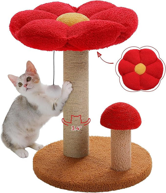 PETEPELA Cat Scratching Post, Mushroom Cat Scratcher Cute Cat Tree Tower by PETEPELA