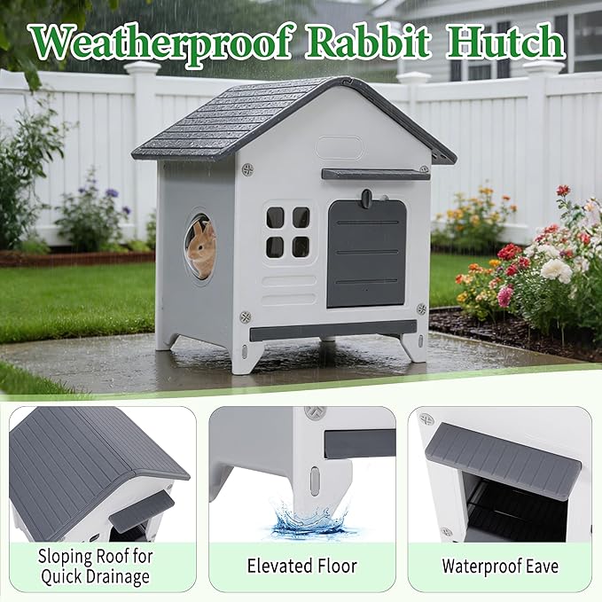 Rabbit Hutch Outdoor Indoor Plastic Waterproof Bunny Cage Enclosure Chew-Proof - Image 5