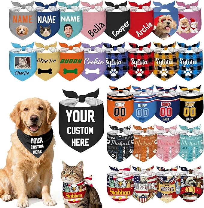 Custom Dog Bandana Personalized Name Logo Photo Text Dog Scarf Customized by Unknown