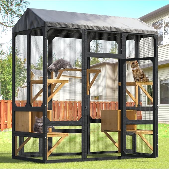 TIMHAKA 72" Catio Outdoor Cat Enclosure, Walk-in Large Cat Cage by TIMHAKA