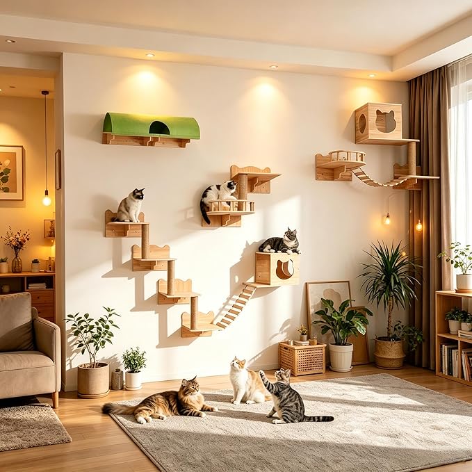 Cat Wall Shelves, 18 in 1 Cat Wall Furniture - Image 8