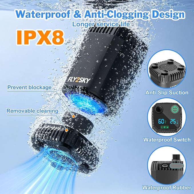 FLY2SKY Portable Shower Pump 6000mAh Detachable Shower Head Hose Pet Bathing - Image 4