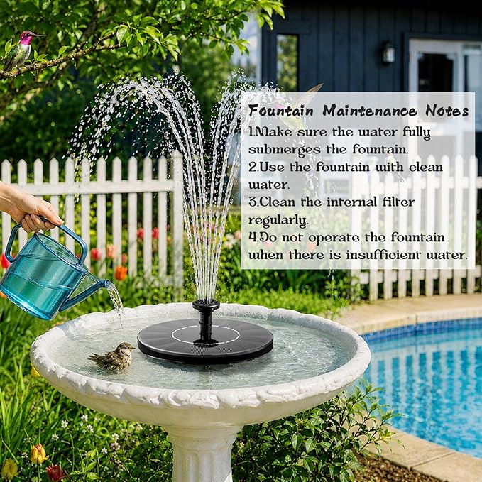 LAWOHO Solar Fountain Pump 1.5W Upgraded Submersible Solar Water Fountain Panel - Image 3