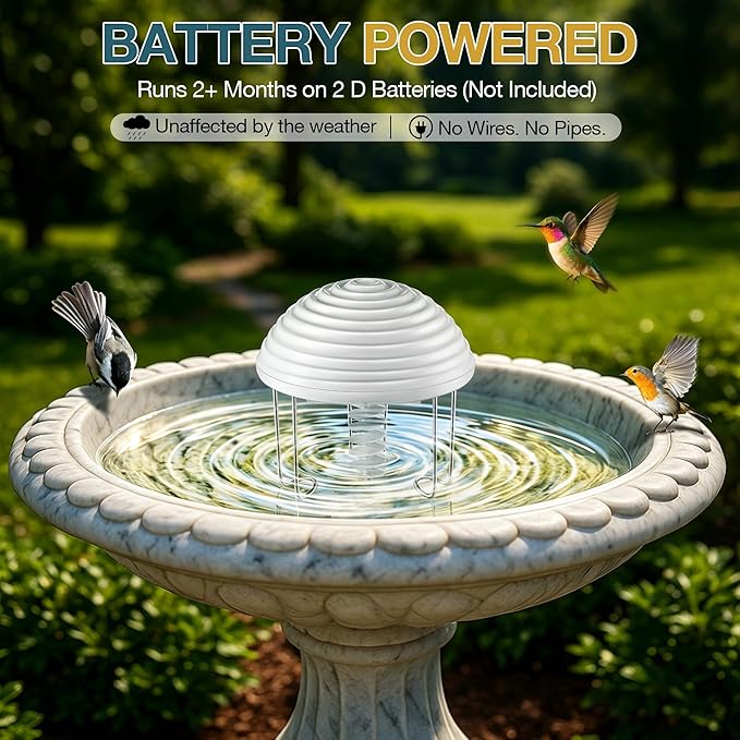 Bird Bath Water Agitator, Quiet Waterproof Birdbath Circulator, Keeps Water - Image 3
