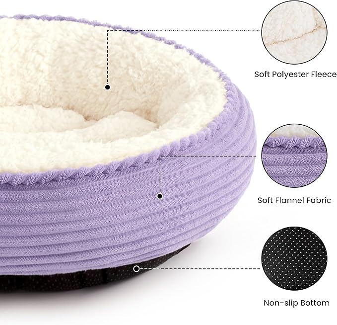 Love's cabin Round Donut Cat and Dog Cushion Bed, 24in Pet Bed - Image 2