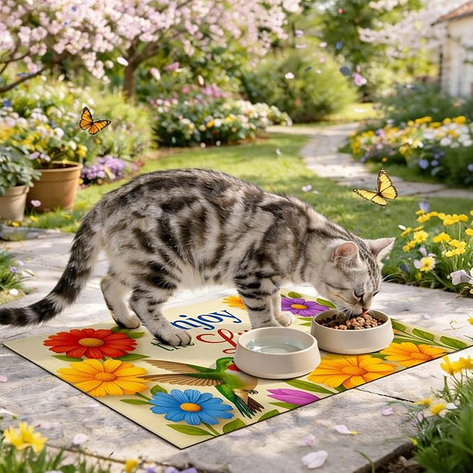 HOMETITUTE Cat Food Mat 20" x 12", Non Slip Dog Cat Food Mat - Image 9