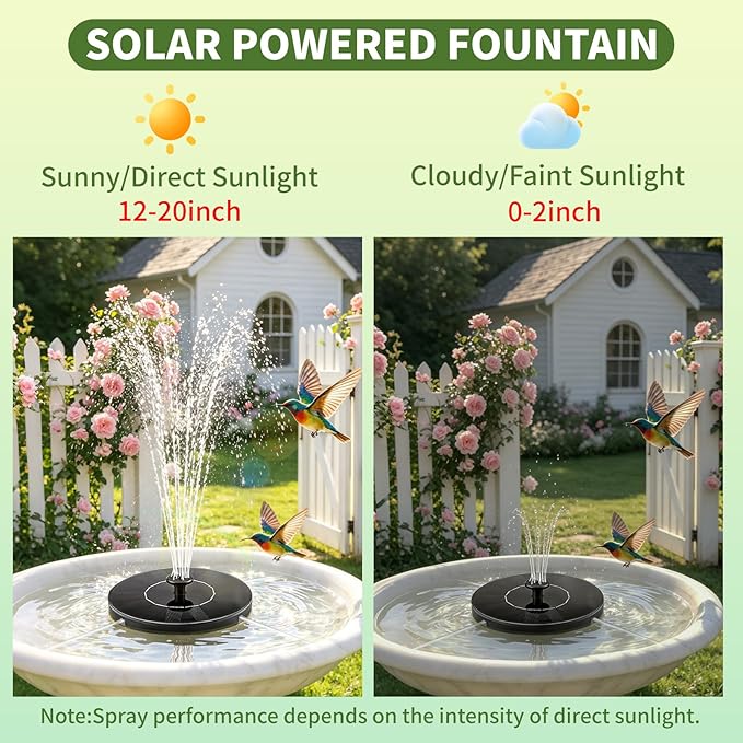 Solar Fountain Water Pump for Bird Bath, New Upgraded Mini Solar Powered - Image 5