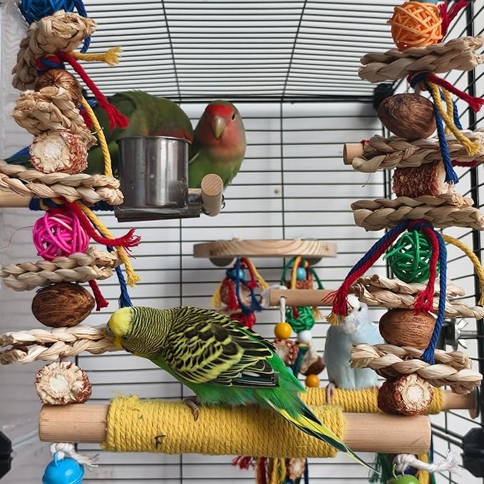 Bird Swings Toys for Parakeets Parrot, Natural Bird Perch Cage Hanging Chew - Image 4