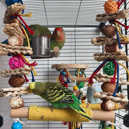 Bird Swings Toys for Parakeets Parrot, Natural Bird Perch Cage Hanging Chew - Image 4