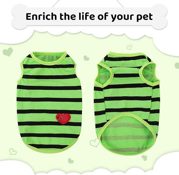 Dog Shirts for Extra-Small Dogs, Striped T-Shirts Pets Vest Pet Apparel Tee - Image 4