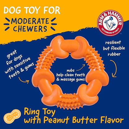 Arm & Hammer Nubbies Dog Dental Chew Toy, Rubber Ring, Peanut Butter Flavor - Image 2