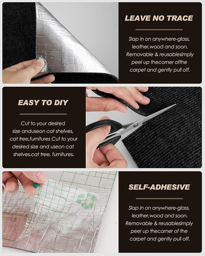 Cat Scratch Furniture Protector, Trimmable Self-Adhesive Carpet, DIY Climb Cat - Image 5