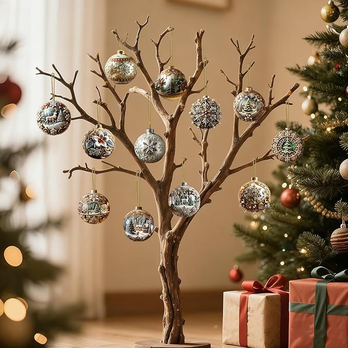 12 Pcs Christmas Ornaments Decorations Xmas Ball Hanging Ornaments 2D Acrylic - Image 2