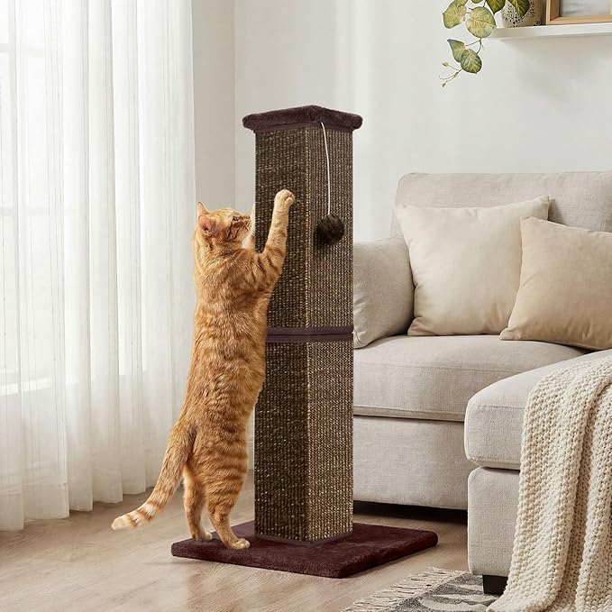 Cat Scratching Post 32 Inch for Indoor Large Cats and Kitten, Nature Sisal Tall - Image 5