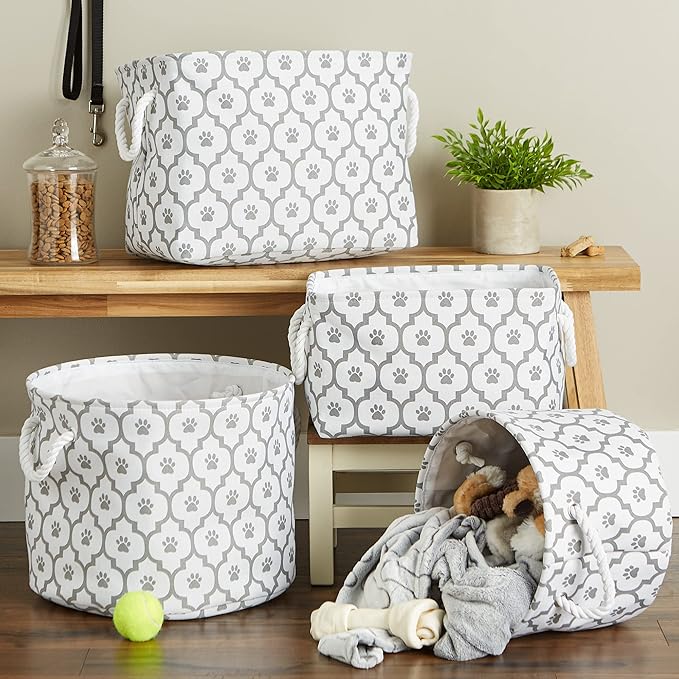 Bone Dry Pet Storage Collection Lattice Paw Print, Small Round - Image 6