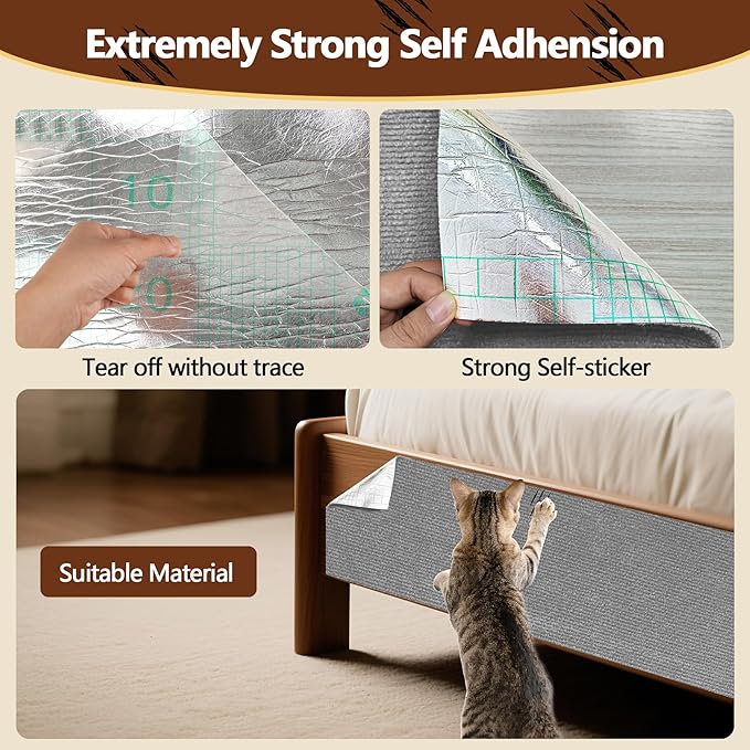 Cat Scratch Furniture Protector, 78.7"x15.8" Self Adhesive Cat Scratch Mat Pad - Image 5