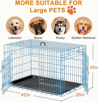 FDW Large Dog Crate 42inch Dog Cage Foldable Metal Kennel - Image 7