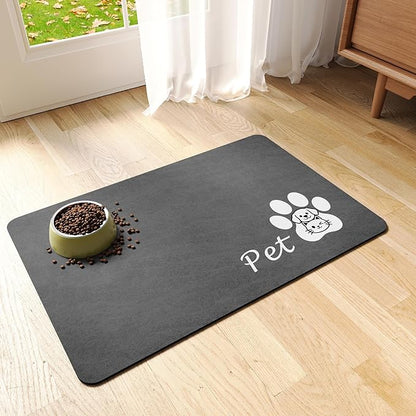 Dog Cat Feeding Mat-Absorbent Pet Bowl Mat by RUEYA