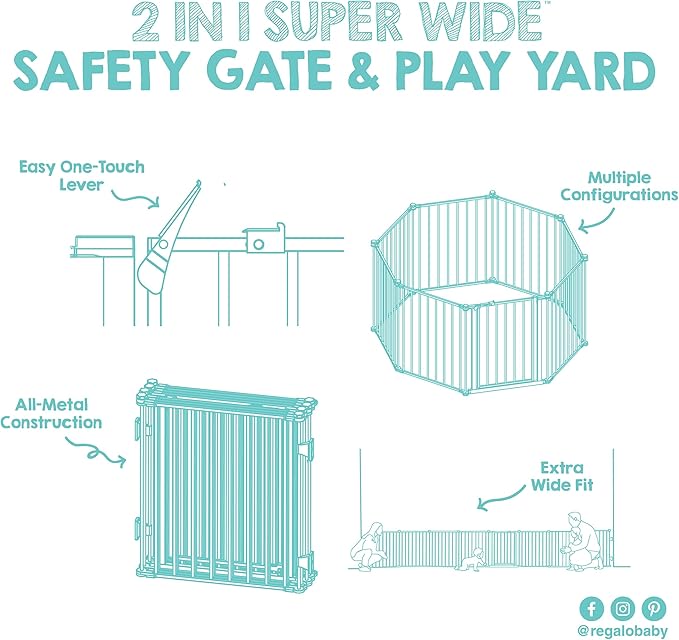 Regalo Safety 192" Super Wide Baby Gate & Play Yard, 2-in-1 Convertible Extra - Image 7