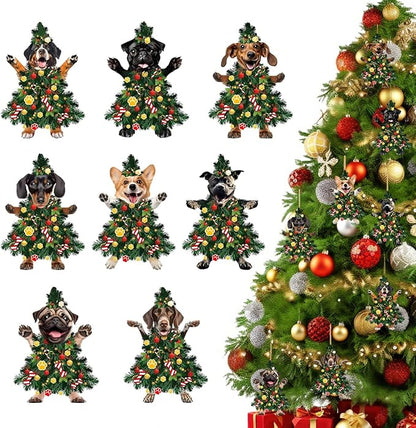 8 Pcs Christmas Tree Ornaments Acrylic Dog Hanging Ornaments by NSSHEL