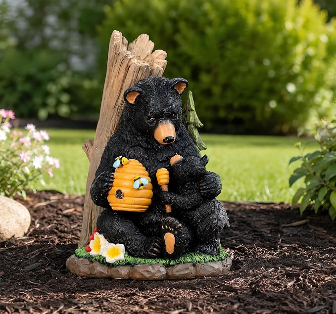 C&Y&G&X Solar Black Bear Garden Statue - Image 7