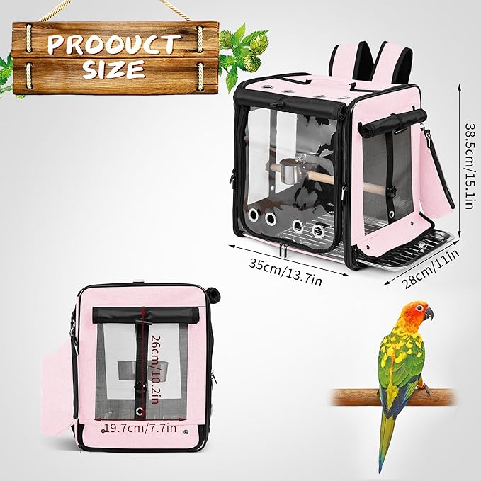 Bird Carrier with Seat Belt for Car Travel, Bird Backpack Carrier with - Image 6