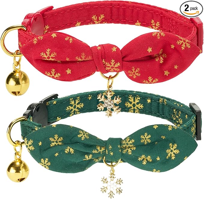 2 Pack Christmas Cat Collar by Petiry