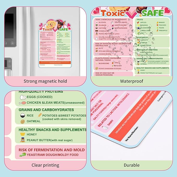 Magnetic List of Toxic & Safe Foods, 9.8x6.7in Feeding Chart Fridge Decorative - Image 3