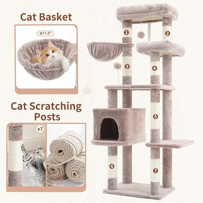 Gitelsnour Cat Tree for Indoor Cats, 55.1 inch Cat Tower - Image 5