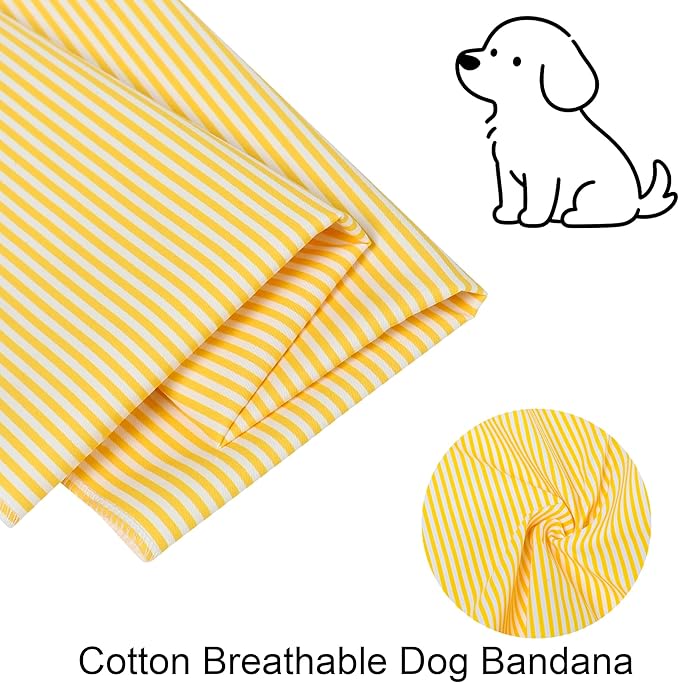 ARING PET Stripe Dog Bandanas, Cute Yellow Pet Bandana Scarf Triangle Bib - Image 3
