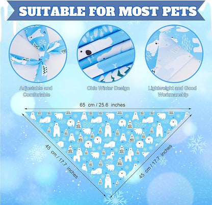 Preboun 50 Pcs Winter Dog Bandanas Bulk Snowflakes Snowmen Polar Bear Penguin - Image 3