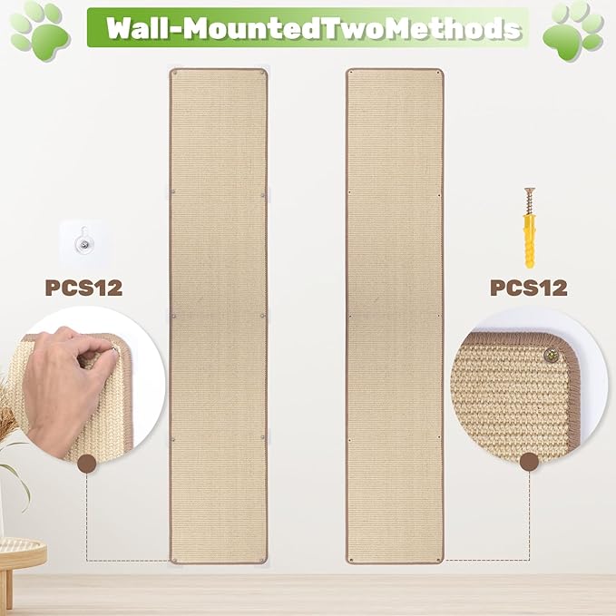 Natural Sisal Cat Wall Climbing Carpet, Wall Scratcher Carpet Mat Pad, Cat - Image 8