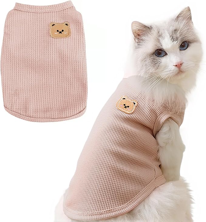Waffle Knit Cat & Dog T Shirt for Small Dogs, Stretchable Puppy Shirt for by Maqilo