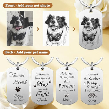 Custom Dog or Cat Portrait Keychain, Personalized Photo Engraved Keychains - Image 2