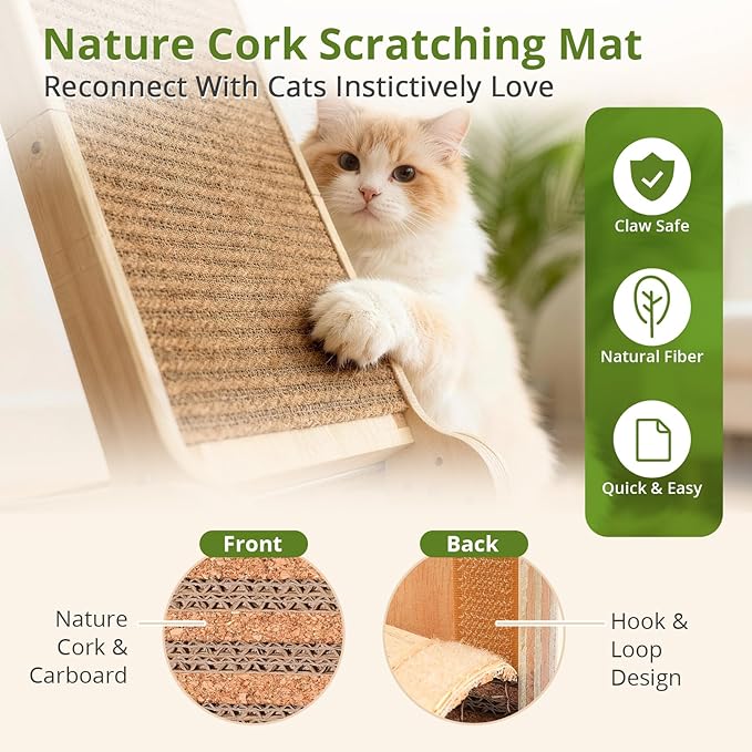 4-in-1 Adjustable Cat Scratch Pad, Nature Cork Scratching mat, 32 inch Foldable - Image 4