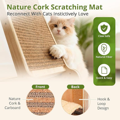 4-in-1 Adjustable Cat Scratch Pad, Nature Cork Scratching mat, 32 inch Foldable - Image 4
