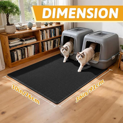 Pieviev Cat Litter Mat Double Layer Waterproof Urine Proof Trapping Mat 1 Pack) - Image 2