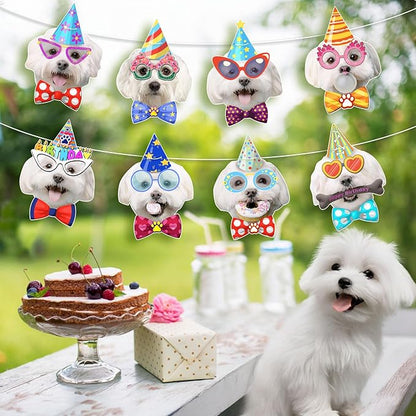 Maltese Birthday Garland — Photographic Maltese Faces Birthday Banner, Funny - Image 5