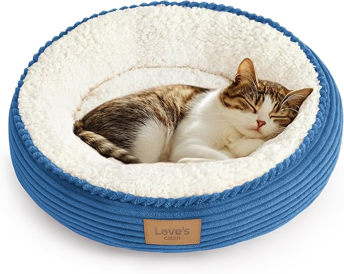 Love's cabin Round Donut Cat and Dog Cushion Bed, 20in Pet Bed by Lovescabin