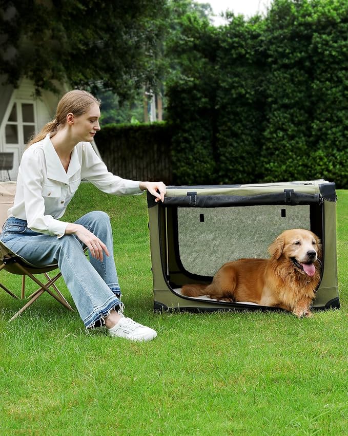 Veraste 42" L x 31" W x 31" H Collapsible Travel Dog Crate, Quick-Setup - Image 4