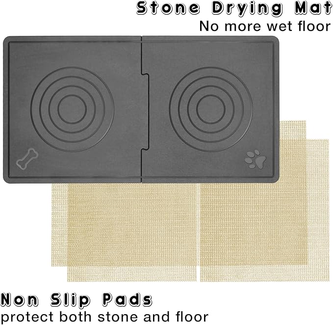 Stone Dog & Cat Food Mat, Diatomaceous Pet Feeding Mat - Image 5