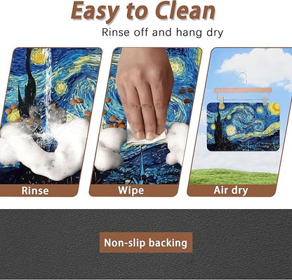 Starry Night Dog Cat Food Mat, Absorbent Pet Feeding Mat - Image 3