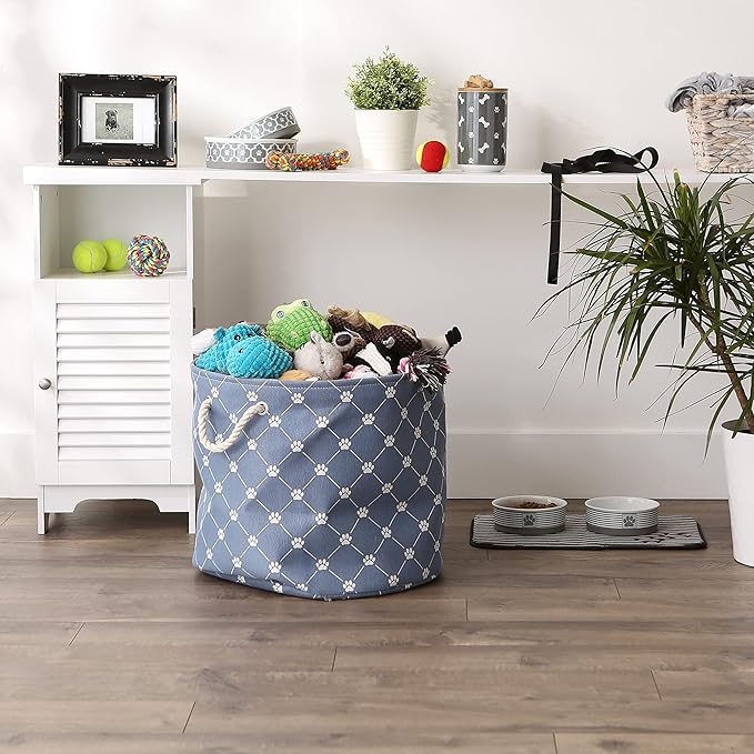 Bone Dry Pet Storage Paw and Bone, Trellis Collection, Large Round, Stonewash - Image 4