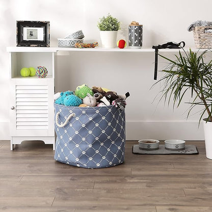 Bone Dry Pet Storage Paw and Bone, Trellis Collection, Large Round, Stonewash - Image 4