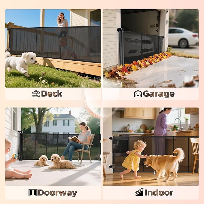 Miumoon 150 inch Retractable Baby Gates 34 inch Tall, Retractable Gate - Image 7