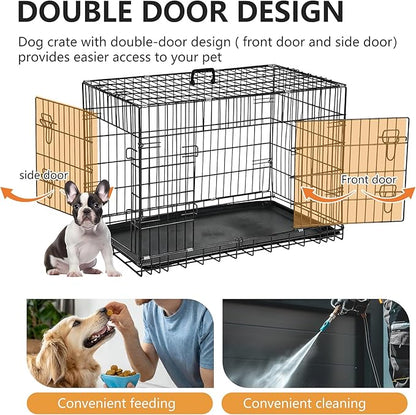 FDW Dog Crate 42-Inch Dog Cage Foldable Metal Kennel - Image 4