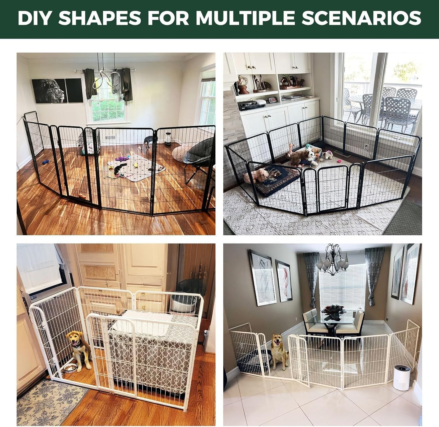 FXW Homeplus Unleashed Indoor Dog Playpen - Stress-Free and Safe Play, Heavy Duty 32 Inch 12 Wire Panels Dog Pen for Small and Medium Dogs, White│Patented