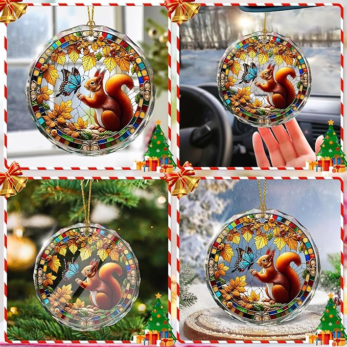 Squirrel Stained Glass Ornament, Squirrel Decorative Hanging Ornaments - Image 6