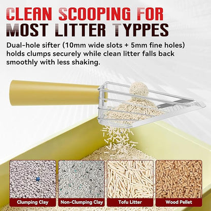 Metal Cat Litter Scoop with Holder, Heavy Duty Deep Sifter with Dual-Hole - Image 4